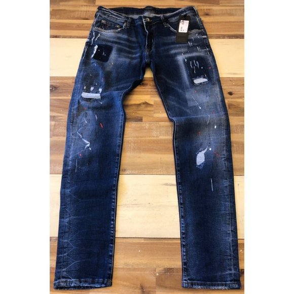 New Collezioni LE BREVE Men's Destroy and Repair Slim Jeans 40/30 nwt $89.99